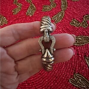 David Yurman Silver and Gold Bracelet with Pave Accents